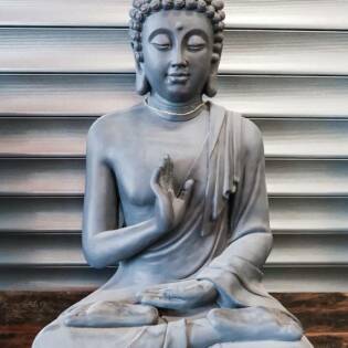 Fiberclay Buddha sitzend anthrazit 16019