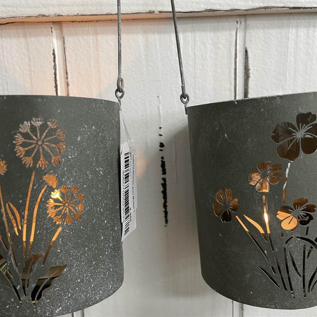 Windlicht Blumen grau – Posiwio – Wilkens Wohnstudio