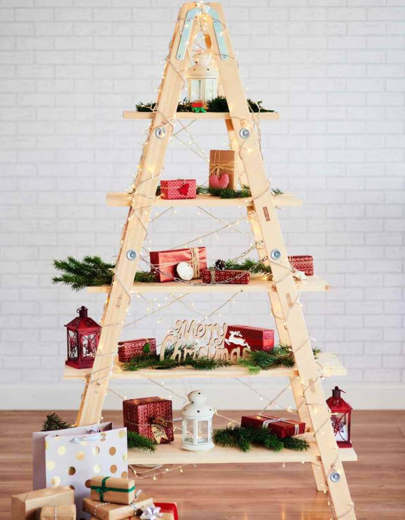 leiter weihnachtlich dekorieren weihnachtsbaum alternative