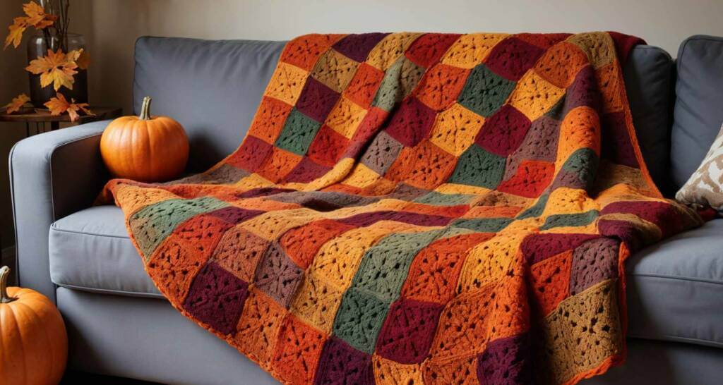 Herbstdeko selbst gemacht – 17 tolle Ideen zum Basteln im Herbst 1 Herbstdeko selbst gemacht Granny squares häkeln Häkeldecke aus Grannysquares